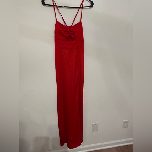 Lulus Renata Red Print Satin Maxi Dress, XS - Picture 6 of 10